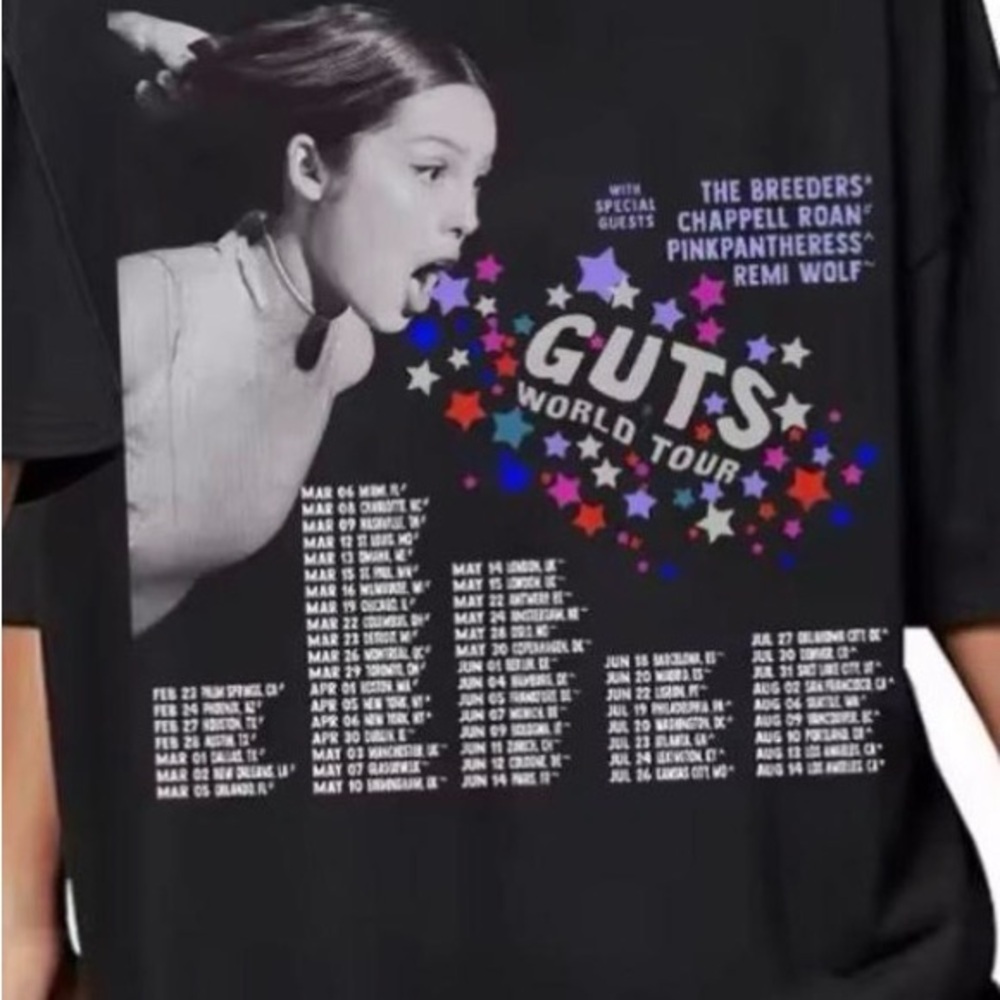 olivia rodrigo GUTS tour shirt
